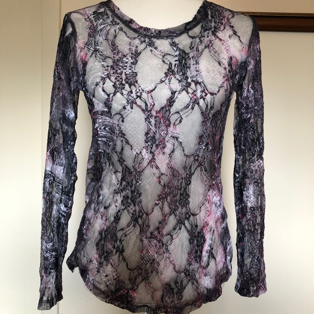 🎉HP🎉David Cline Sheer Long Sleeve Lace Shirt